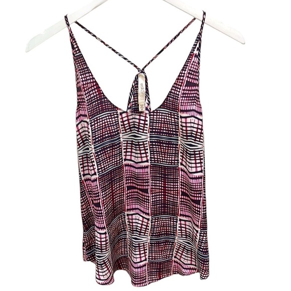 Rory Beca Navy Pink Plaid Strappy Silk Tank Top SZ XS - Picture 1 of 5